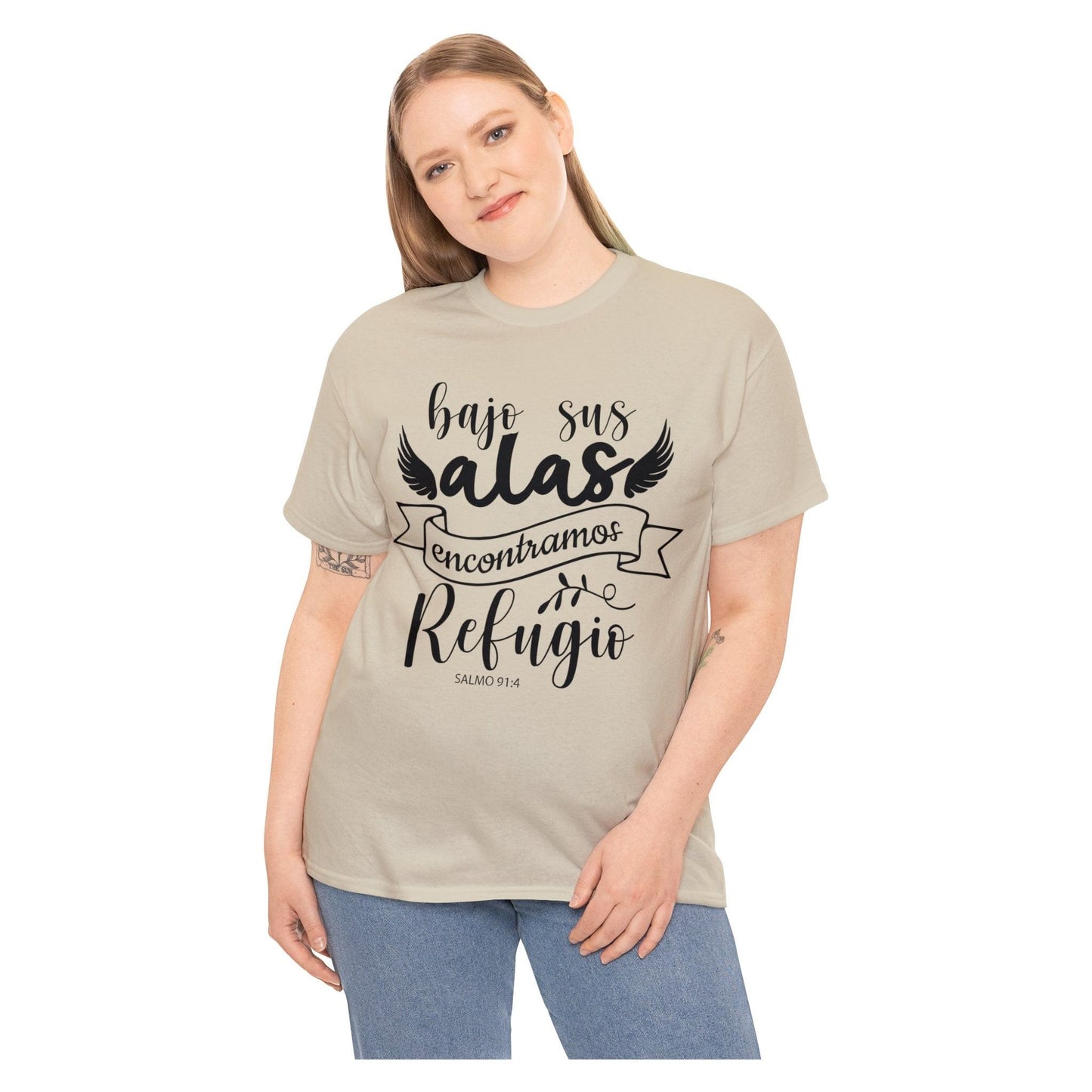 Camiseta Cristiana - Bajo sus alas encontramos refugio