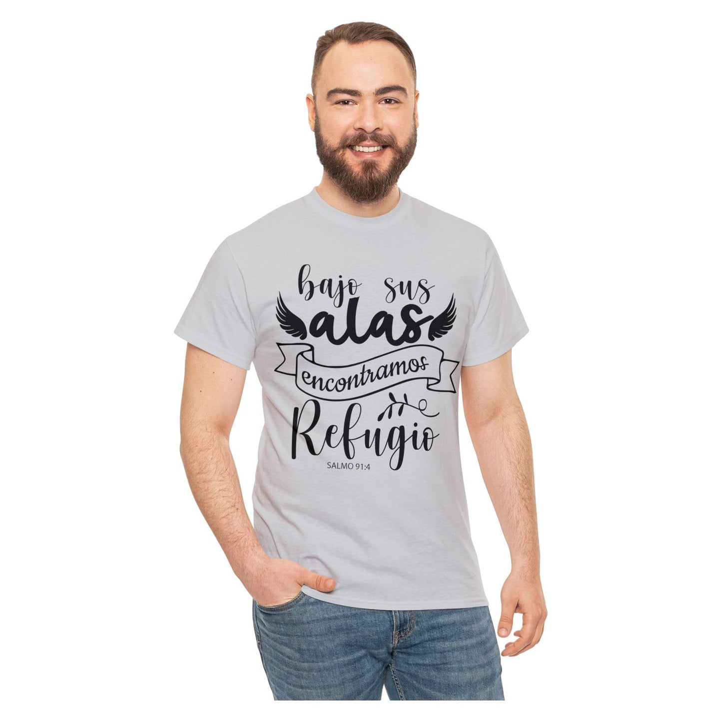 Camiseta Cristiana - Bajo sus alas encontramos refugio