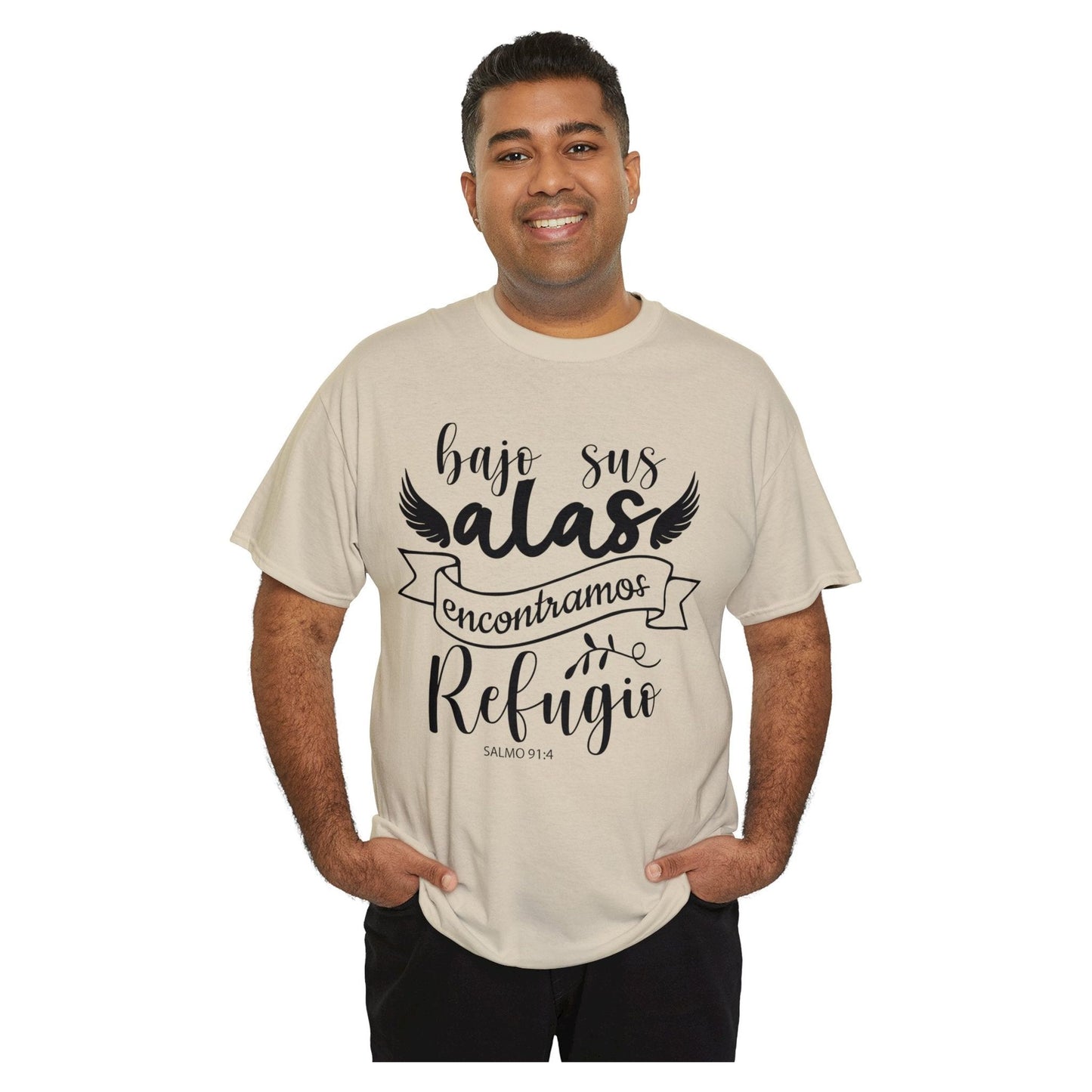 Camiseta Cristiana - Bajo sus alas encontramos refugio