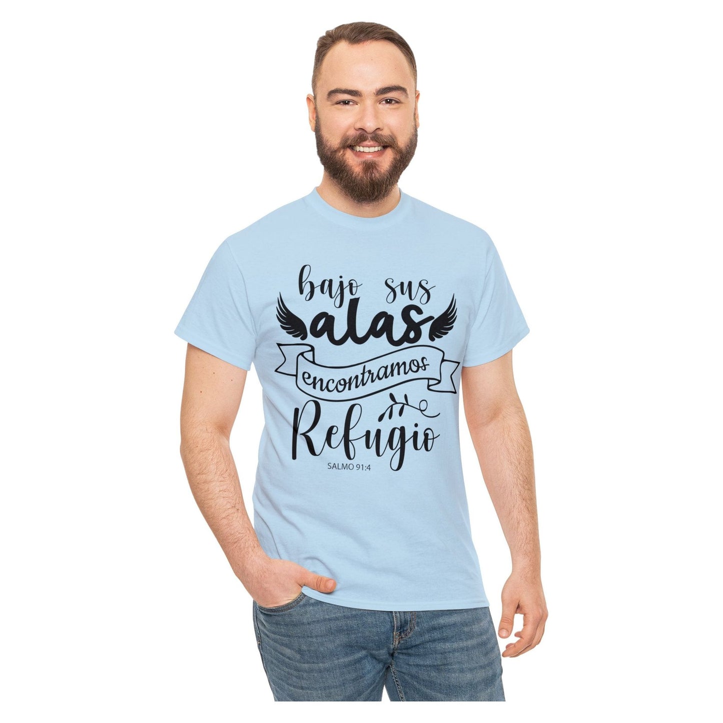 Camiseta Cristiana - Bajo sus alas encontramos refugio