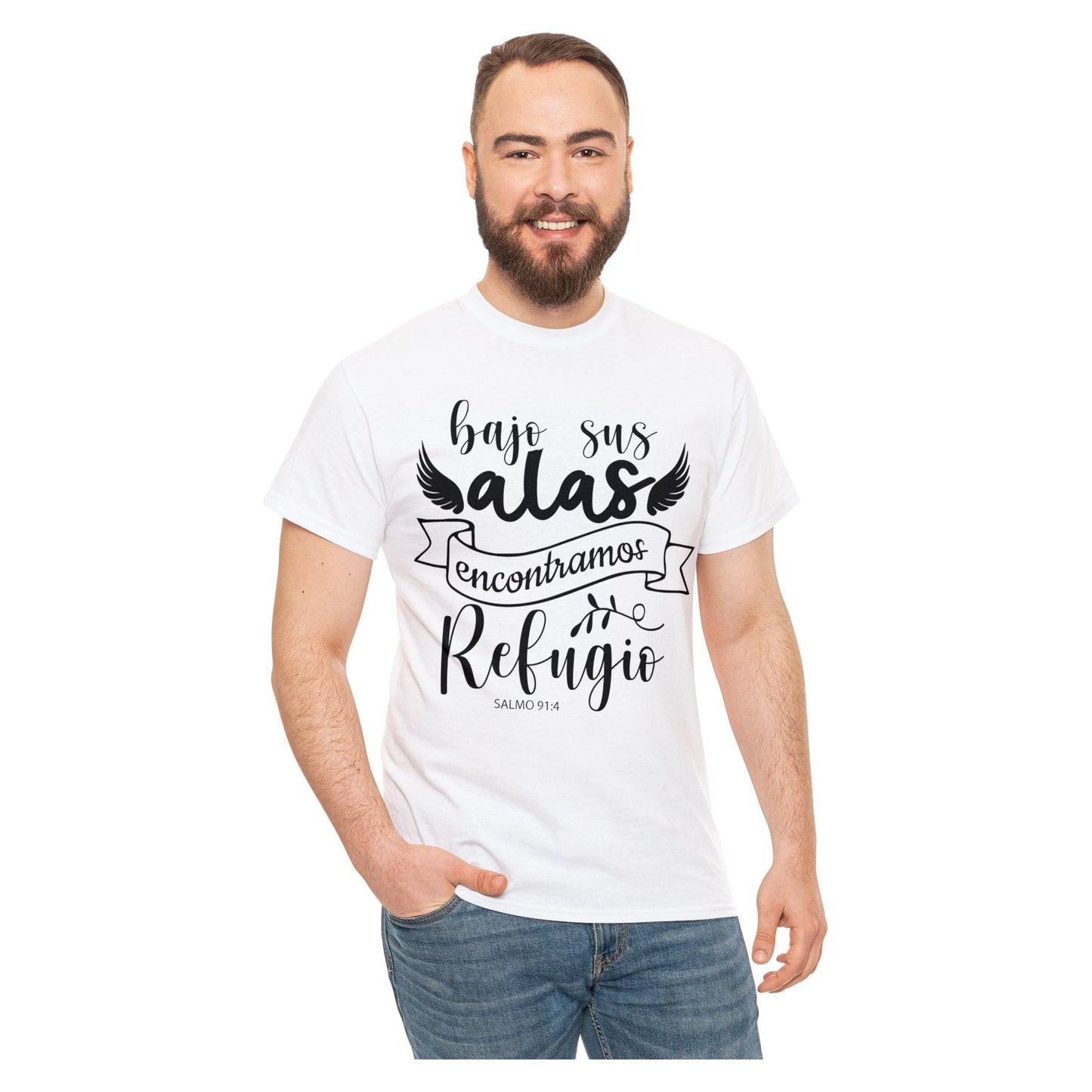 Camiseta Cristiana - Bajo sus alas encontramos refugio